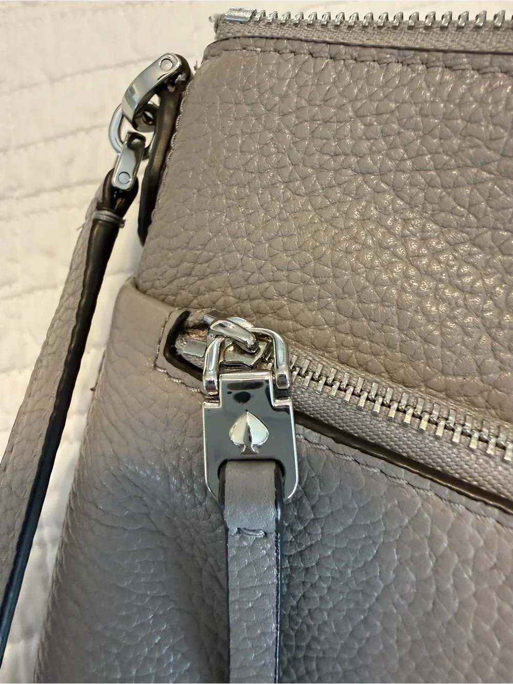 Kate Spade Polly Medium Pebbled Leather Crossbody Bag Gray PXRUA252